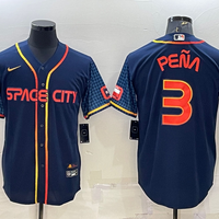 Men's Houston Astros Jeremy Pena #3 Navy 2022 City Connect Replica Player Jersey1