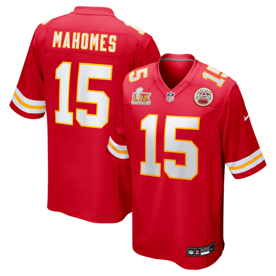 Patrick Mahomes #15 Kansas City Chiefs Red Super Bowl LIX Game Jersey - JerseysFreak