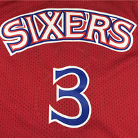 Men's Philadelphia 76ers Allen Iverson Red Hardwood Classics Authentic Jersey1