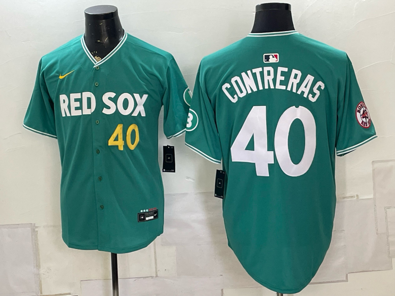 Men's Boston Red Sox Willson Contreras #40 Green 2025 City Connect Replica Player Jersey