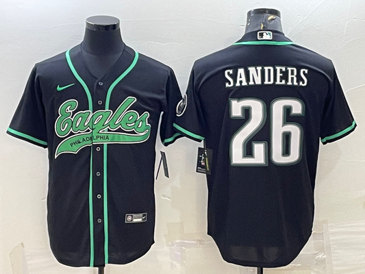 Men's Philadelphia Eagles Miles Sanders #26 Black Game Jersey1 Joint Edition