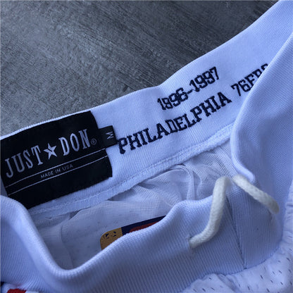 Men's Philadelphia 76ers White Basketball Shorts1