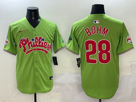 Men's Philadelphia Phillies Alec Bohm #28 Green Player Jersey1