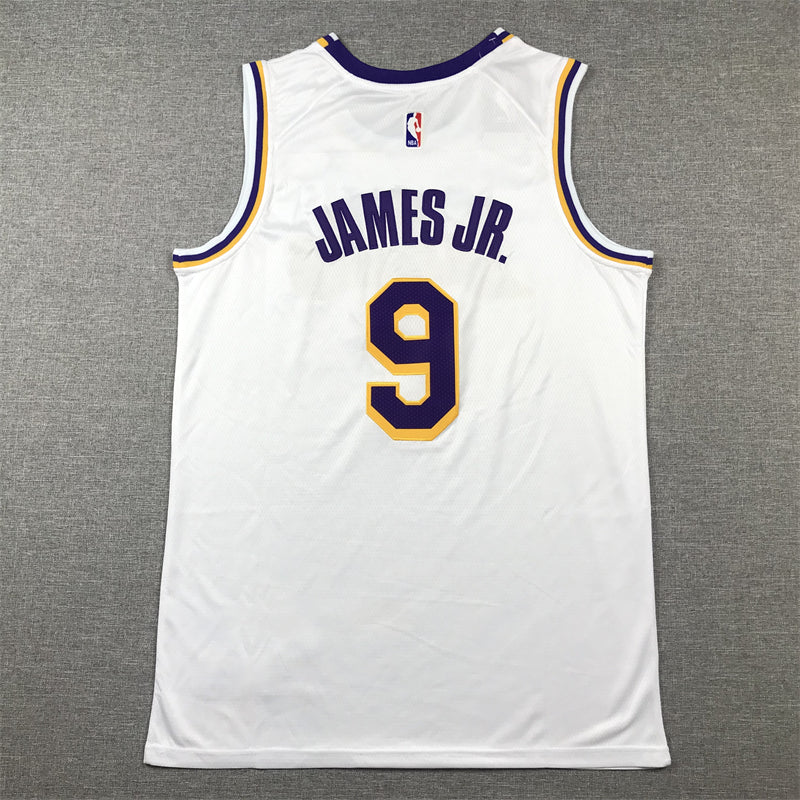 Men's Los Angeles Lakers Bronny James #9 White Swingman Player Jersey1 - Association Edition