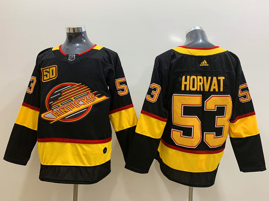 Men's Vancouver Canucks Bo Horvat #53 Black Breakaway Jersey1