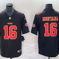 Men's San Francisco 49ers Joe Montana #16 Black Fashion Game Jersey1