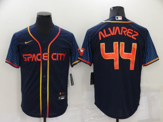 Men's Houston Astros Yordan Alvarez #44 Navy Space City Jersey1