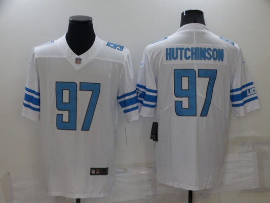 Men's Detroit Lions Aidan Hutchinson #97 White Game Jersey1