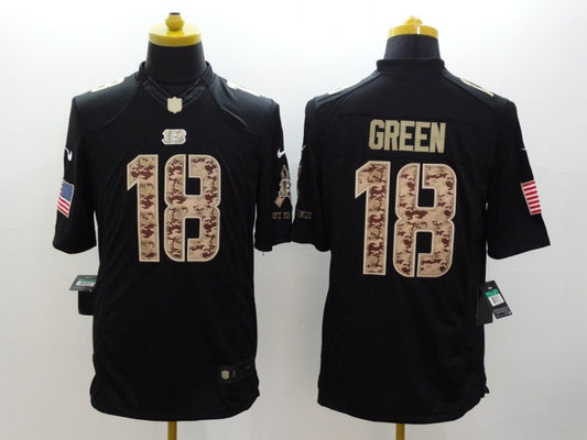 Men's Cincinnati Bengals A.J. Green #18 Black Team Game Jersey1