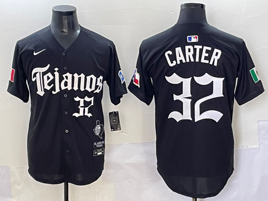 Men's Texas Rangers Evan Carter #32 Black Player Jersey