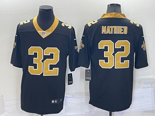Men's New Orleans Saints Tyrann Mathieu #32 Black Game Jersey1