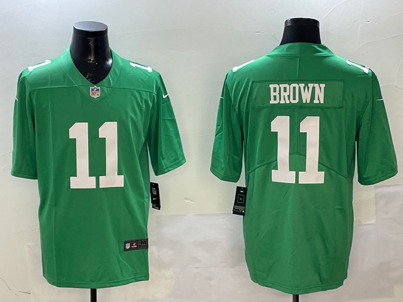 Men's Philadelphia Eagles A.J. Brown #11 Green Game Jersey