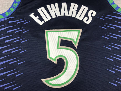 Men's Minnesota Timberwolves Anthony Edwards #5 Blue Swingman Jersey1 - City Edition