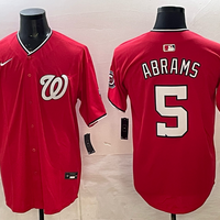 Men's Washington Nationals CJ Abrams #5 Red Replica Player Jersey