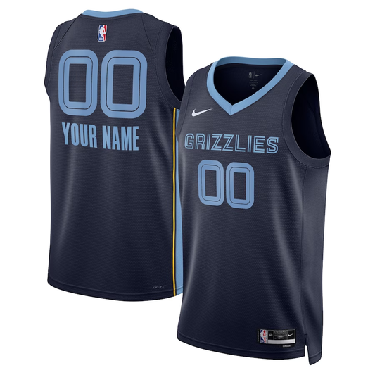 Men's Memphis Grizzlies Navy Swingman Custom Jersey1 - Icon Edition