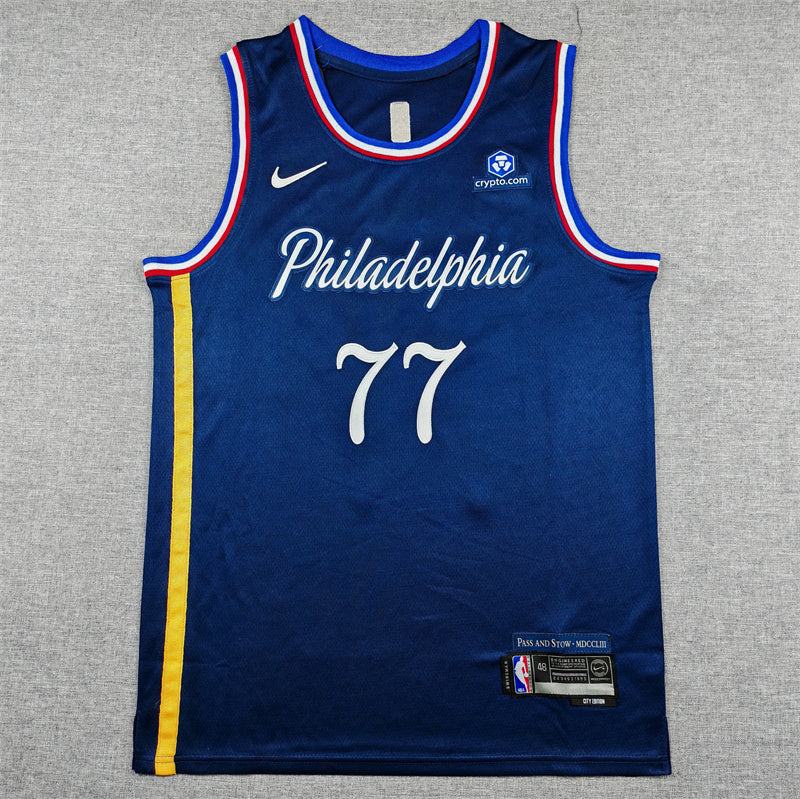 Men's Philadelphia 76ers VJ Edgecombe #77 Navy 2025/26 Swingman Jersey - City Edition