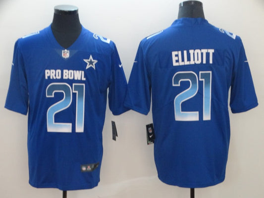 Men's Dallas Cowboys Ezekiel Elliott #21 Blue All Star Game Jersey1
