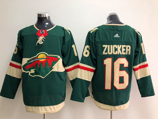 Men's Minnesota Wild Jason Zucker #16 Green Home Breakaway Player Jersey1