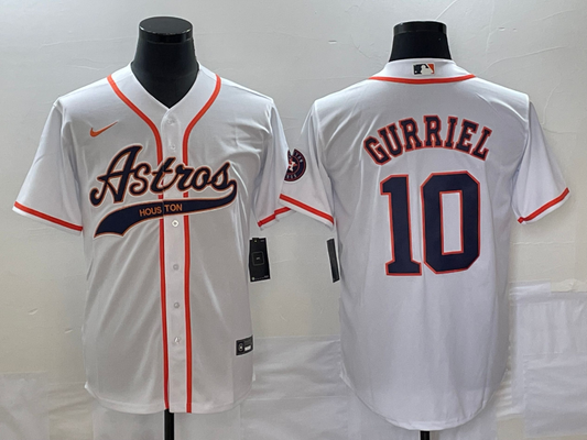 Men's Houston Astros Yuli Gurriel #10 White Replica Jersey1 Joint Edition