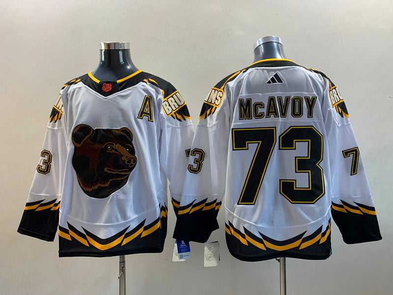 Men's Boston Bruins Charlie McAvoy #73 White Replica Player Jersey1