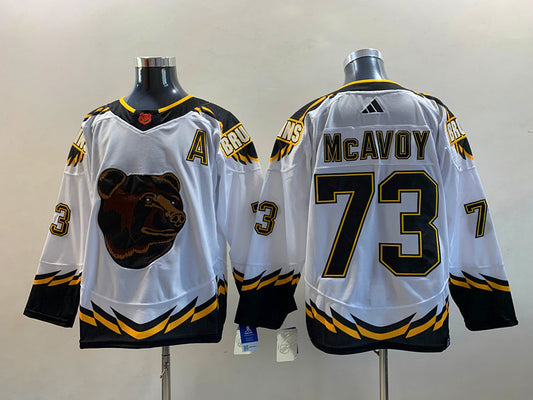 Men's Boston Bruins Charlie McAvoy #73 White Replica Player Jersey1