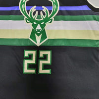 Men's Milwaukee Bucks Khris Middleton Black 2021 NBA Finals Champions Jersey1
