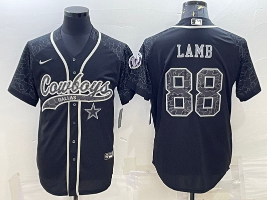 Men's Dallas Cowboys CeeDee Lamb #88 Black RFLCTV Limited Jersey1 Joint Edition