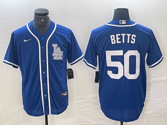 Men's Los Angeles Dodgers Mookie Betts #50 Blue Limited Player Jersey1