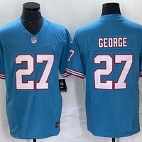 Men's Tennessee Titans Eddie George #27 Light Blue Oilers Throwback Retired Player Game Jersey1