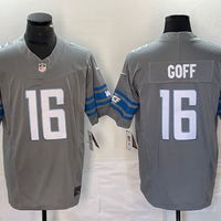 Men's Detroit Lions Jared Goff #16 Gray Game Jersey1