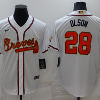 Men's Atlanta Braves Matt Olson #28 White Replica Player Jersey1