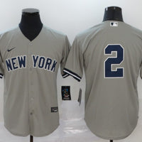 Men's New York Yankees Derek Jeter #2 Gray Replica Player Name Jersey1
