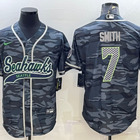 Men's Seattle Seahawks Geno Smith #7 Grey Camouflage Game Jersey Joint Edition