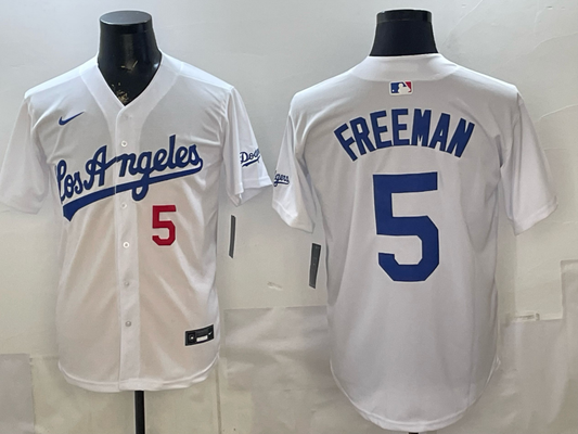 Men's Los Angeles Dodgers Freddie Freeman #5 White Alternate Replica Jersey