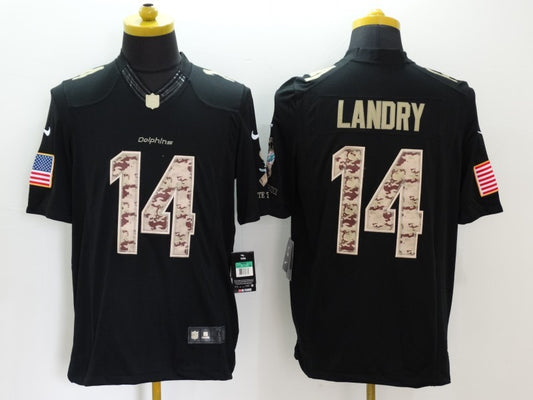 Men's Miami Dolphins Jarvis Landry #14 Black Game Player Jersey1