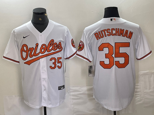 Men's Baltimore Orioles Adley Rutschman #35 White Replica Player Jersey1