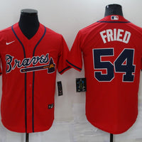 Men's Atlanta Braves Max Fried #54 Red Replica Player Jersey1