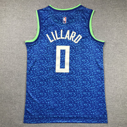 Men's Milwaukee Bucks Damian Lillard #0 Blue 2023/24 Swingman Jersey1 - City Edition