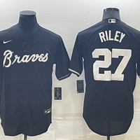Men's Atlanta Braves Austin Riley #27 Black Replica Player Jersey1