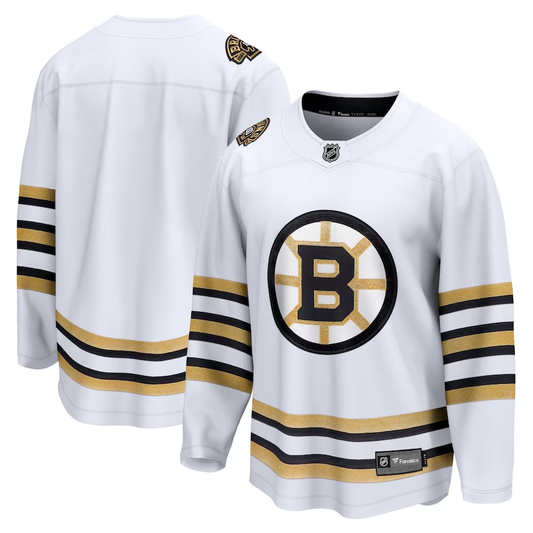 Men's Boston Bruins White 100th Anniversary Premier Breakaway Blank Jersey1