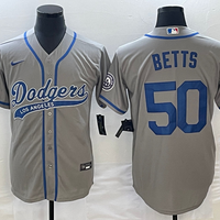 Men's Los Angeles Dodgers Mookie Betts #50 Gray Player Jersey1 Joint Edition