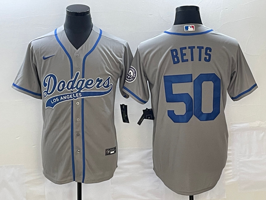 Men's Los Angeles Dodgers Mookie Betts #50 Gray Player Jersey1 Joint Edition
