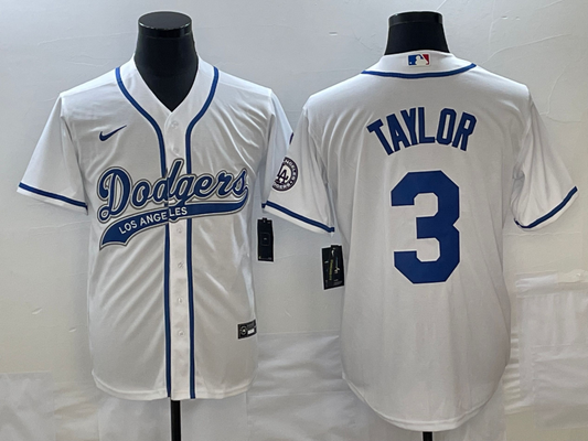 Men's Los Angeles Dodgers Chris Taylor #3 White Player Jersey1 Joint Edition