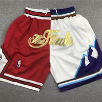 Men's Chicago Bulls/Utah Jazz Red/White Basketball Spliced Shorts2