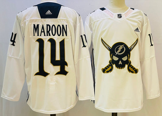Men's Tampa Bay Lightning Pat Maroon #14 White Game Jersey1