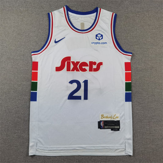 Men's Philadelphia 76ers Joel Embiid #21 White 2024/25 Swingman Player Jersey1 - City Edition