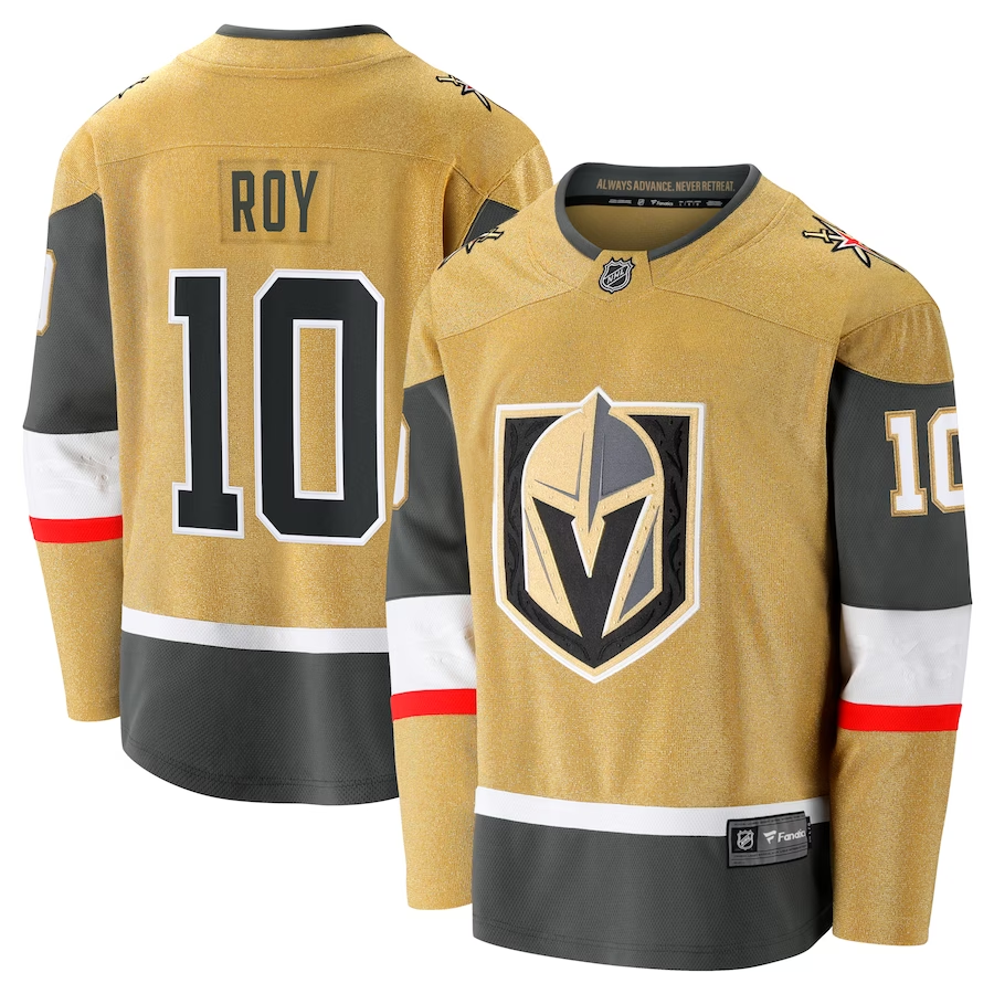Men's Vegas Golden Knights Nicolas Roy #10 Gold Home Breakaway Jersey1