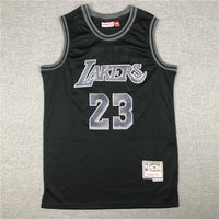 Men's Los Angeles Lakers LeBron James Black Hardwood Classics Swingman Jersey1
