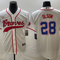 Men's Atlanta Braves Matt Olson #28 White Replica Player Jersey1 Joint Edition