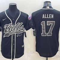 Josh Allen #17 Buffalo Bills Black RFLCTV Limited Jersey Joint Edition - JerseysFreak